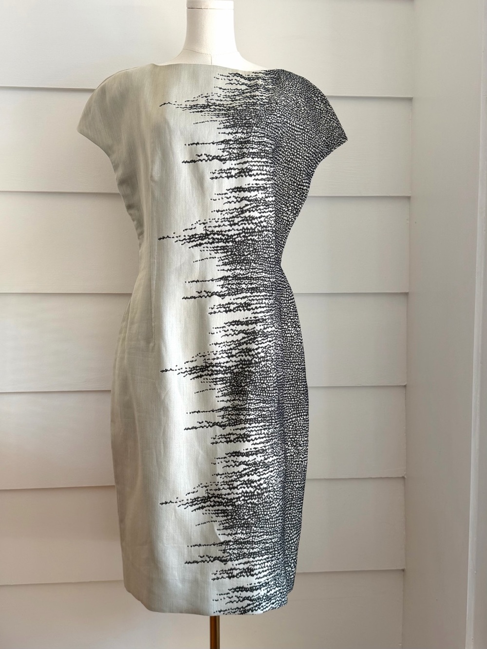 Lela Rose Dress Spring 2012 Runway Abstract Gradient Split-Print Sheath size 14